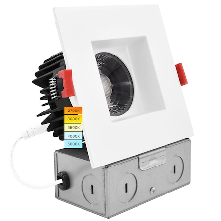 Luxrite 4 Inch Square LED Recessed Downlight 5 CCT Selectable 2700K-5000K 15W 1100LM Dimmable LR24950 LR24954-1PK